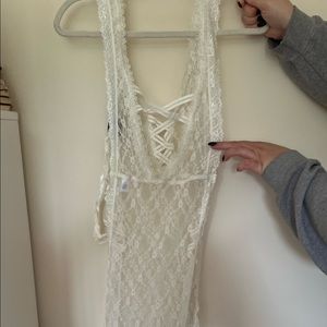 Fredericks of Hollywood white lace lingerie dress with thong